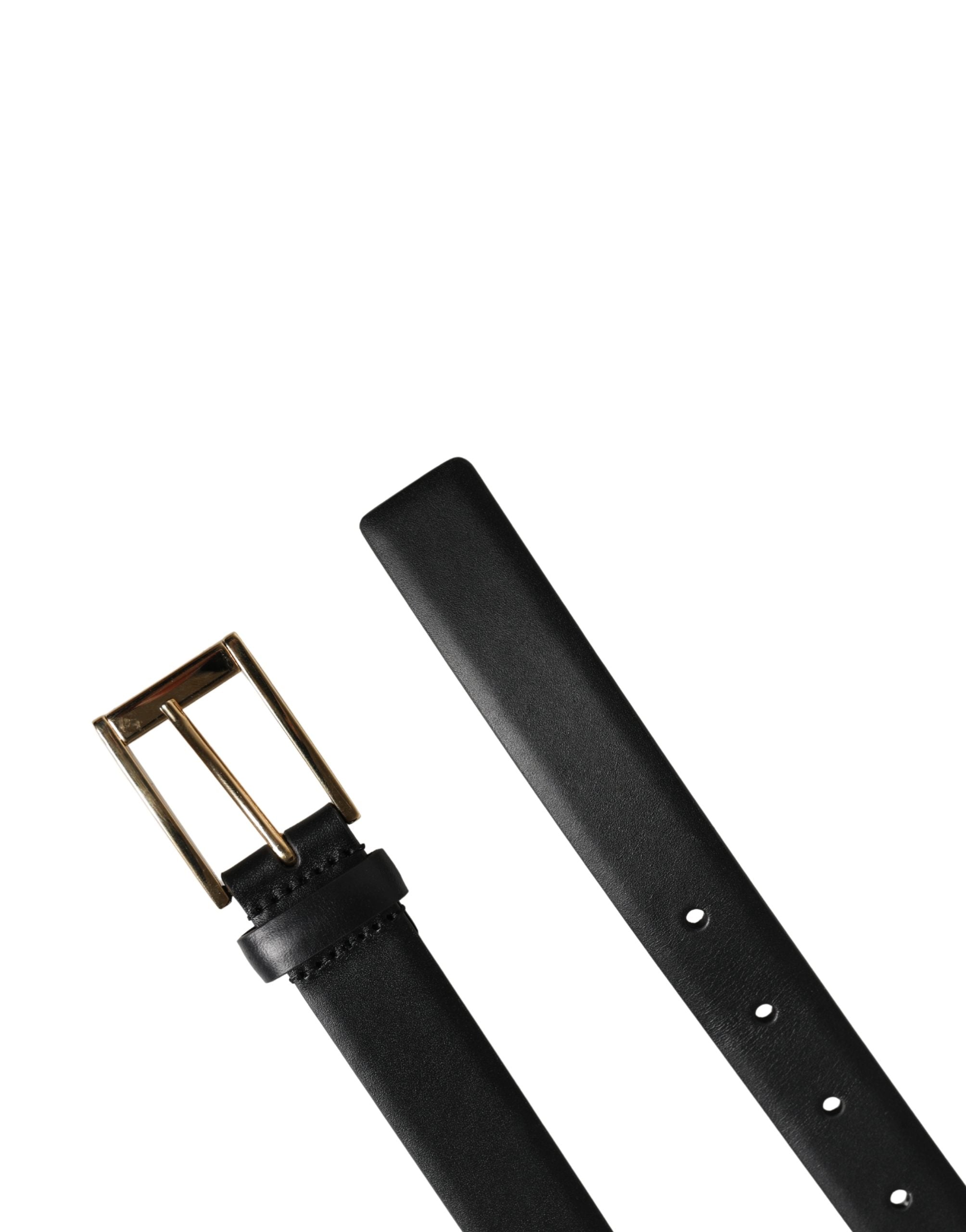 Elevate your style with the Dolce & Gabbana Men Black Classic Leather Metal Buckle Belt, a timeless accessory crafted from exquisite calf leather, embodying luxury and sophistication.