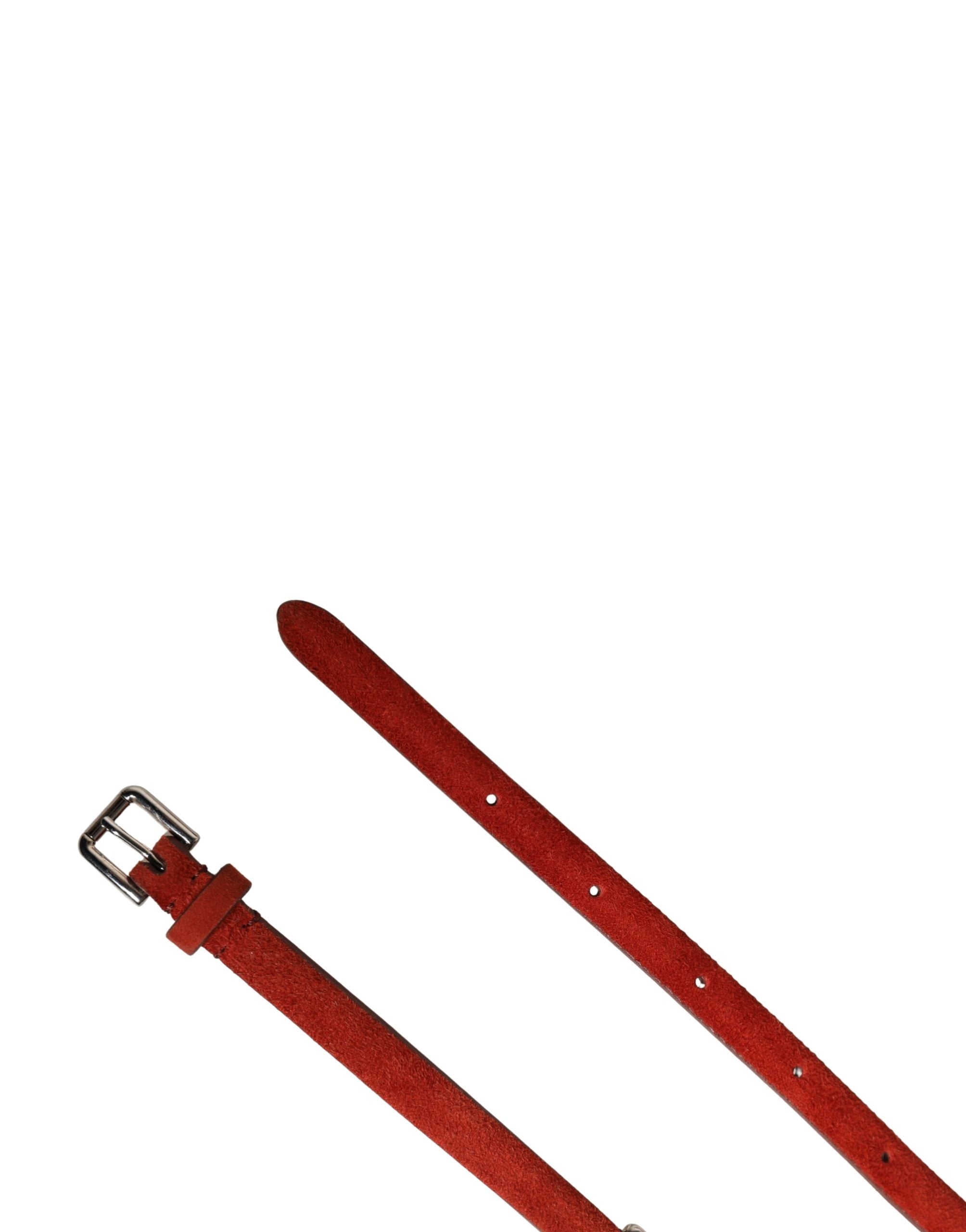 Dolce & Gabbana Red Velvet Crystals Chain Embellished Belt