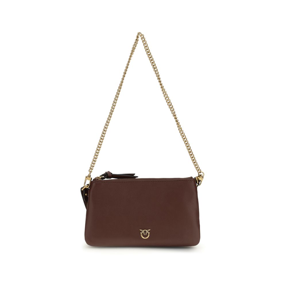 PINKO Brown Calf Leather Shoulder Bag - Artisanal Luxury Elegance