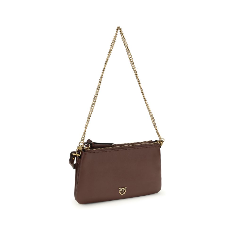 PINKO Brown Calf Leather Bos Taurus Shoulder Bag - Artisanal Luxury