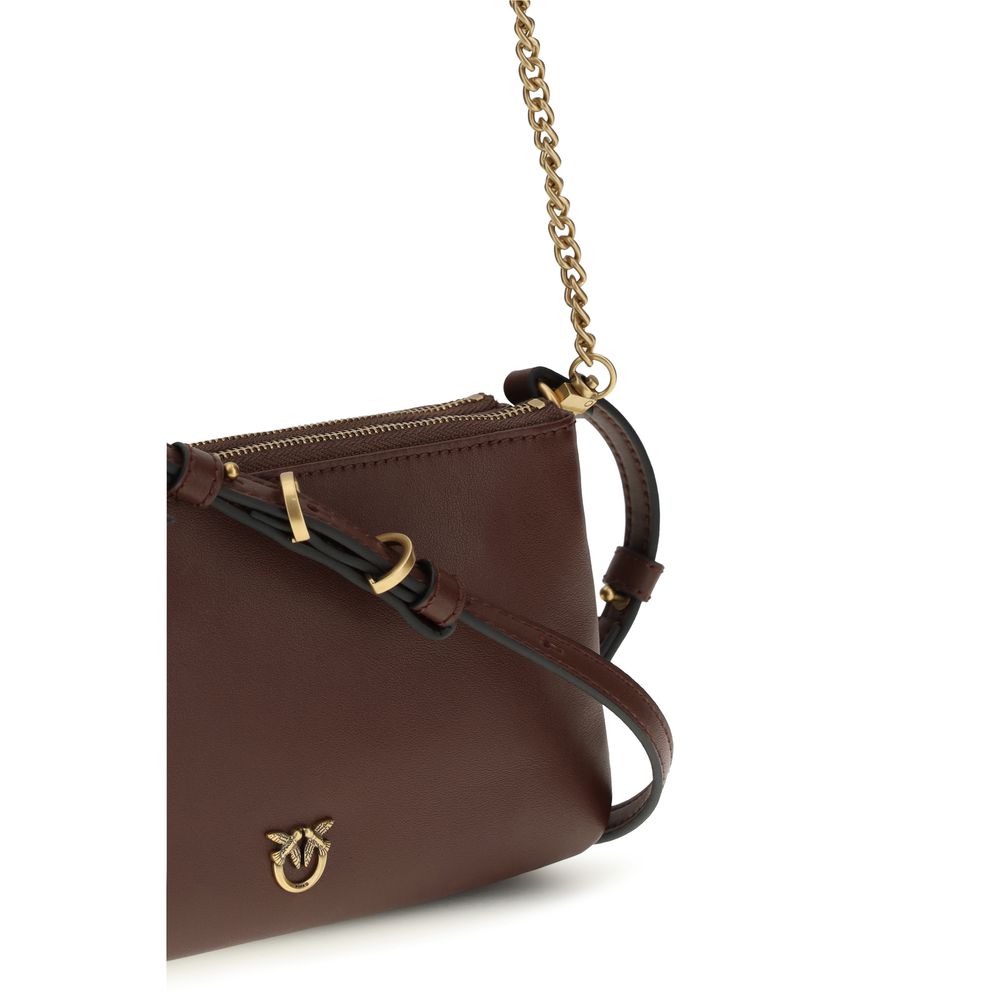 PINKO Brown Calf Leather Shoulder Bag - Artisanal Luxury Elegance