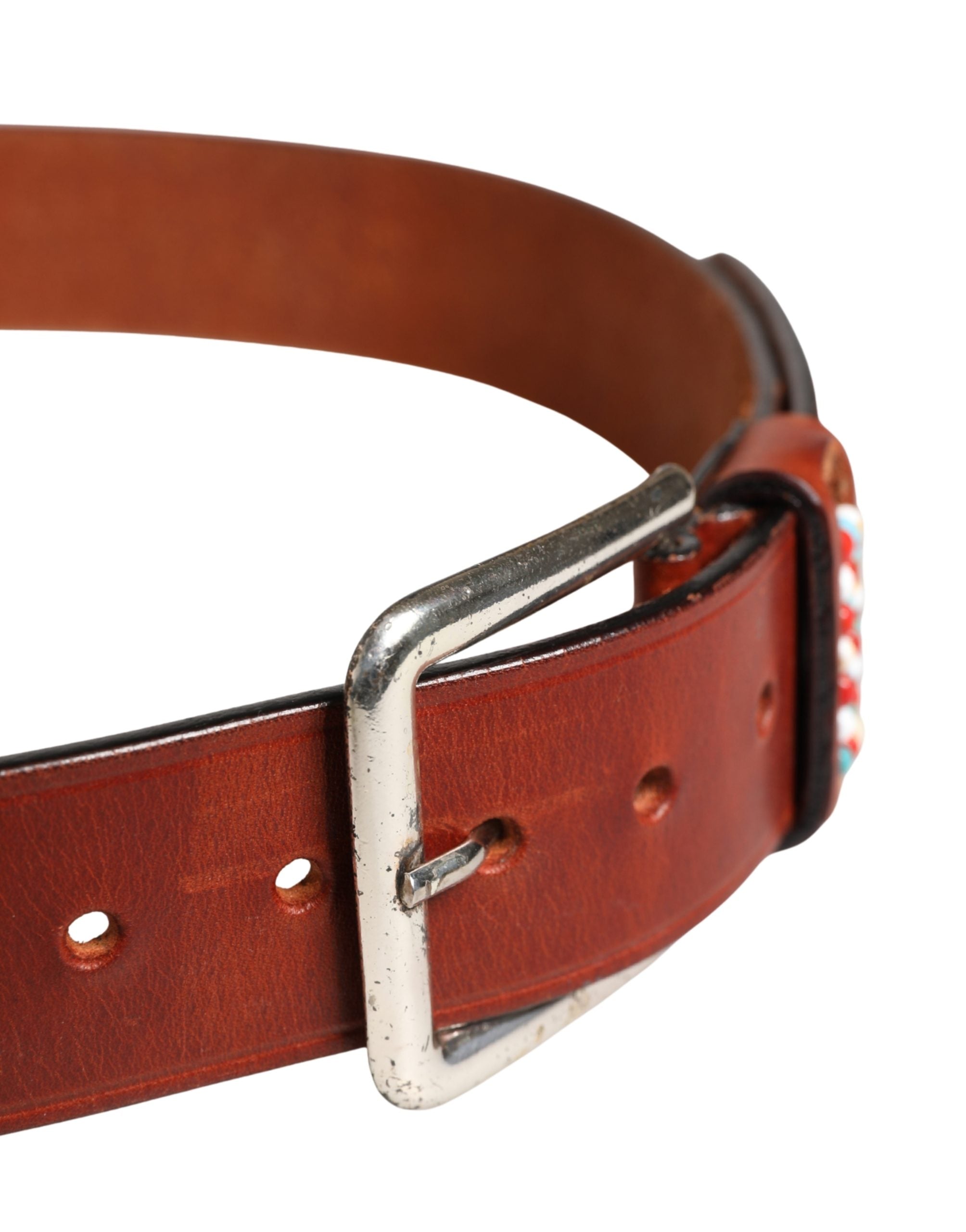 GF Ferre Bordeaux Wide Leather Waist Belt - Artisanal Luxury