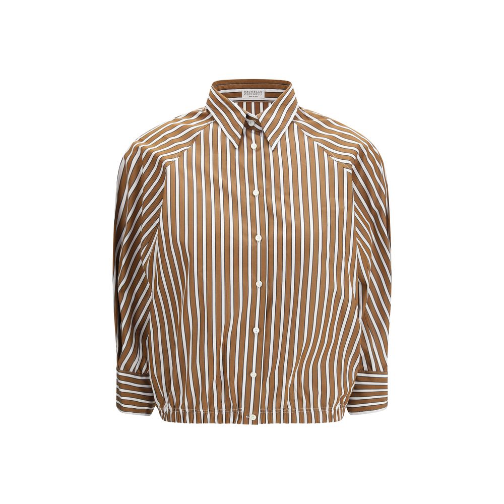 Brunello Cucinelli Brown Cotton Pattern Shirt, Artisanal Luxury