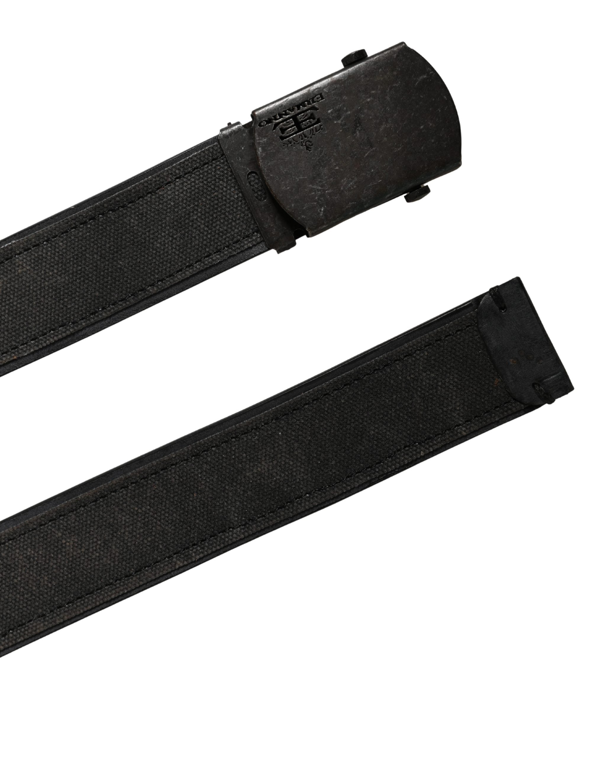Elevate your style with the Ermanno Scervino Black Leather Cotton Logo Metal Buckle Belt, a testament to Italian craftsmanship that embodies timeless luxury and sophistication.