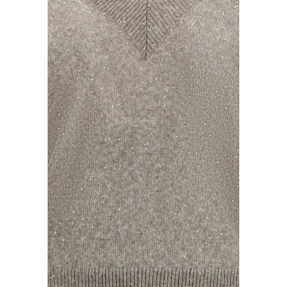Brunello Cucinelli Brown Linen Sweatshirt - Artisanal Luxury