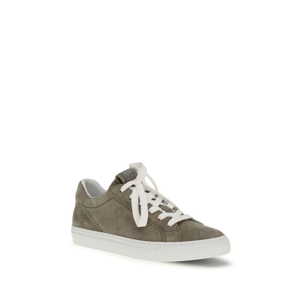 Brunello Cucinelli Gray Calf Leather Sneakers - Artisanal Luxury
