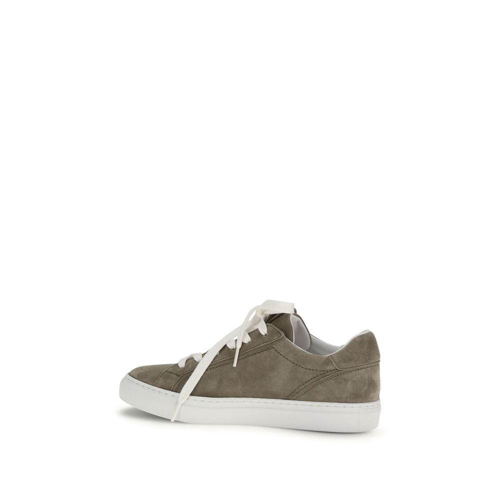 Brunello Cucinelli Gray Calf Leather Sneakers - Artisanal Luxury