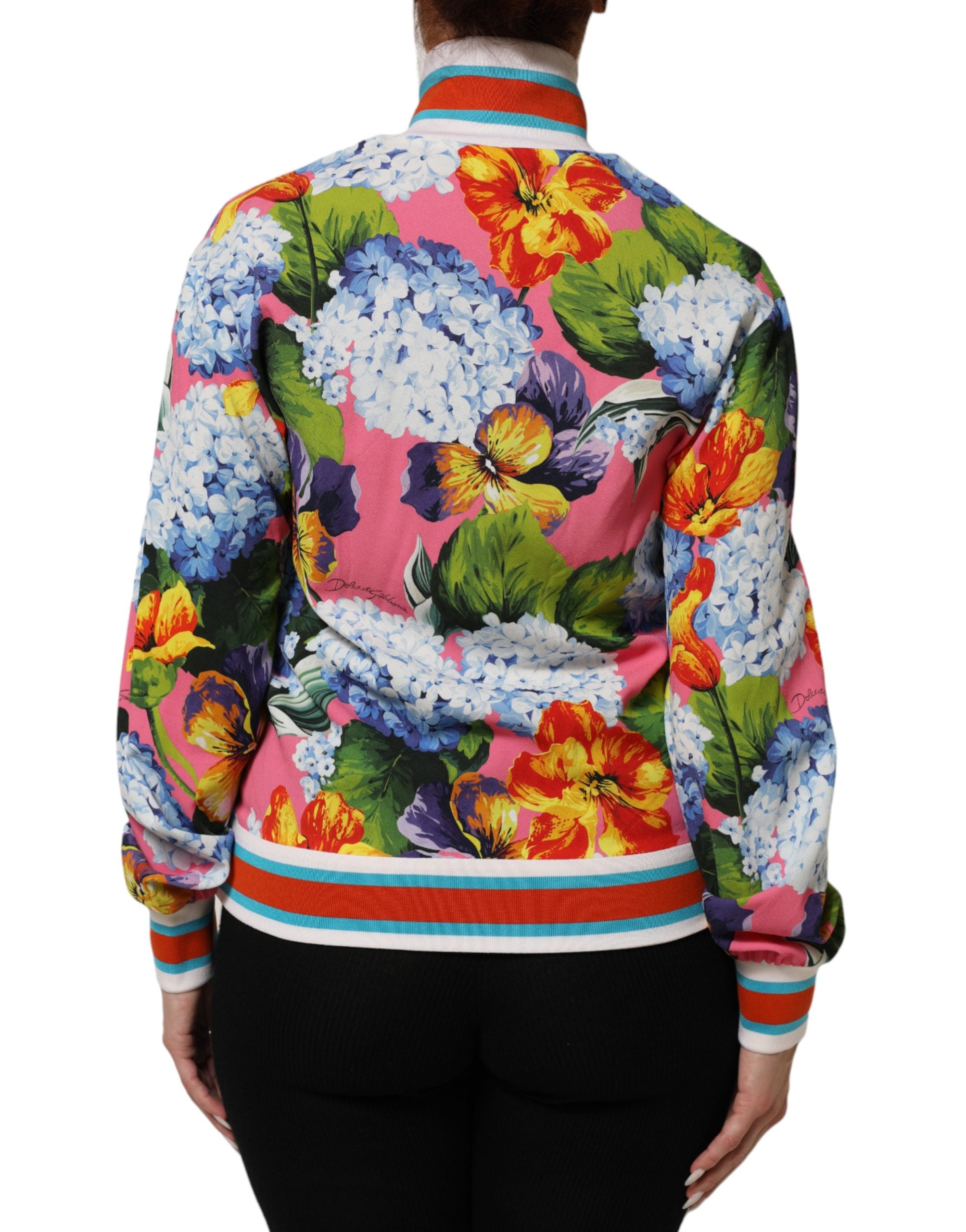 Elevate your style with the Dolce & Gabbana Multicolor Floral Print Zip Cardigan Jacket, a masterpiece of Italian craftsmanship in luxurious viscose and elastane.