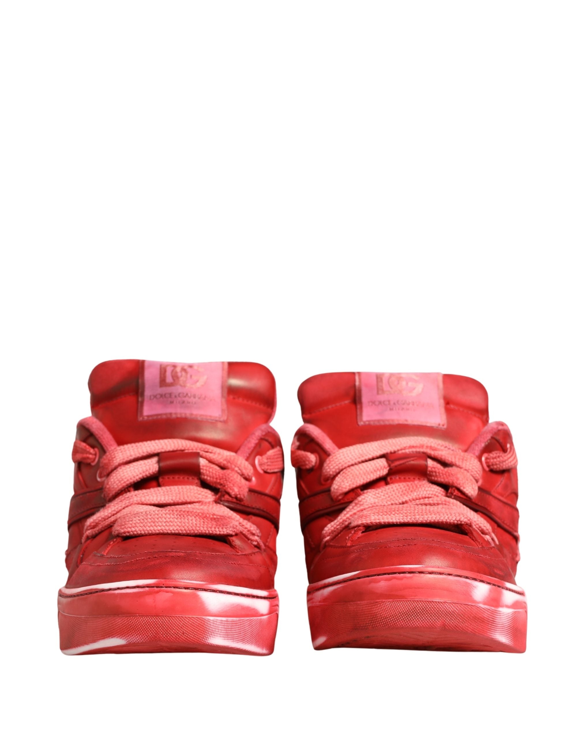 Dolce & Gabbana Red Distressed Suede Men Sneakers Shoes