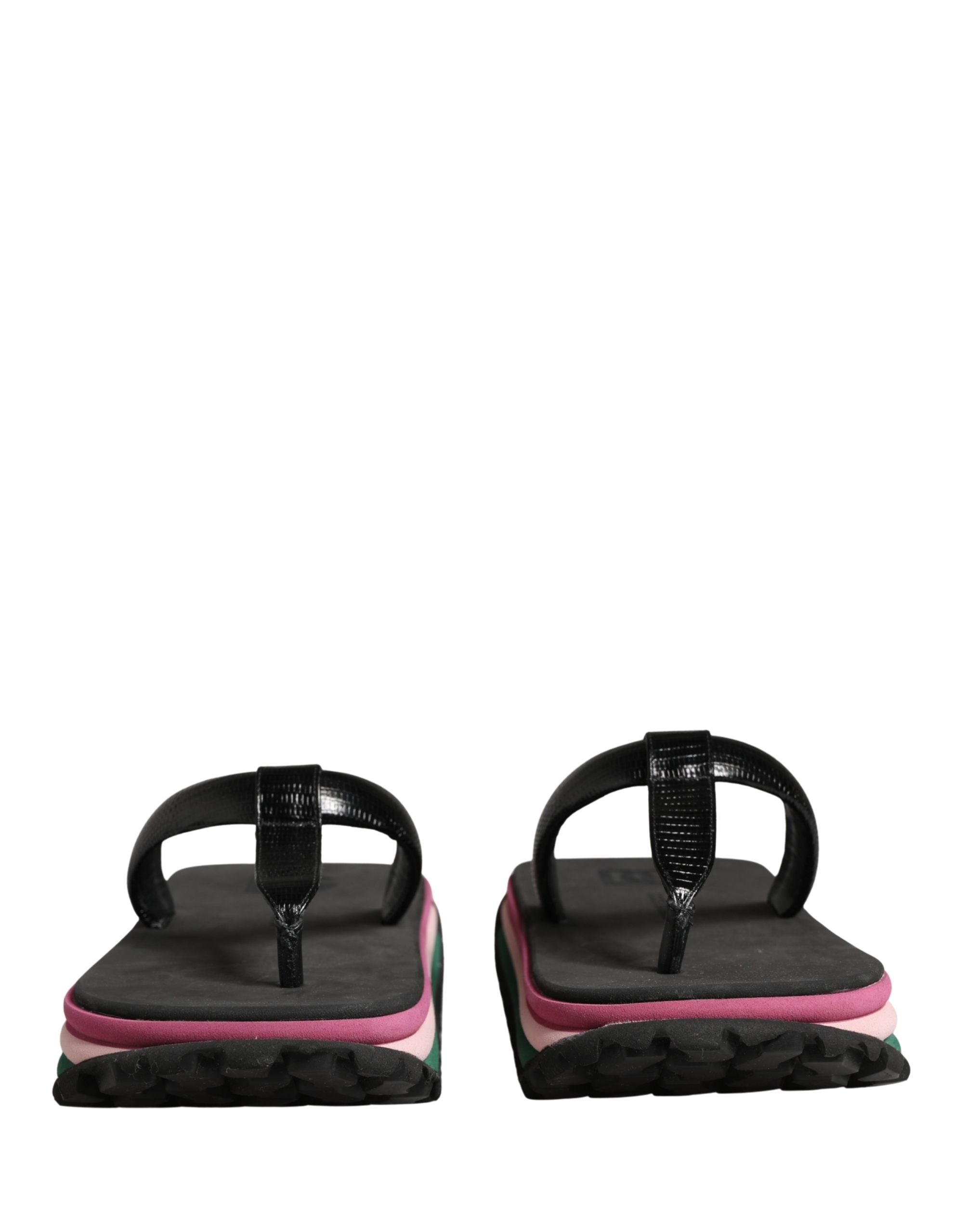 Elevate your summer style with Dolce & Gabbana's multicolor rubber chunky flip flop shoes, where exquisite craftsmanship meets vibrant elegance for the discerning individual.