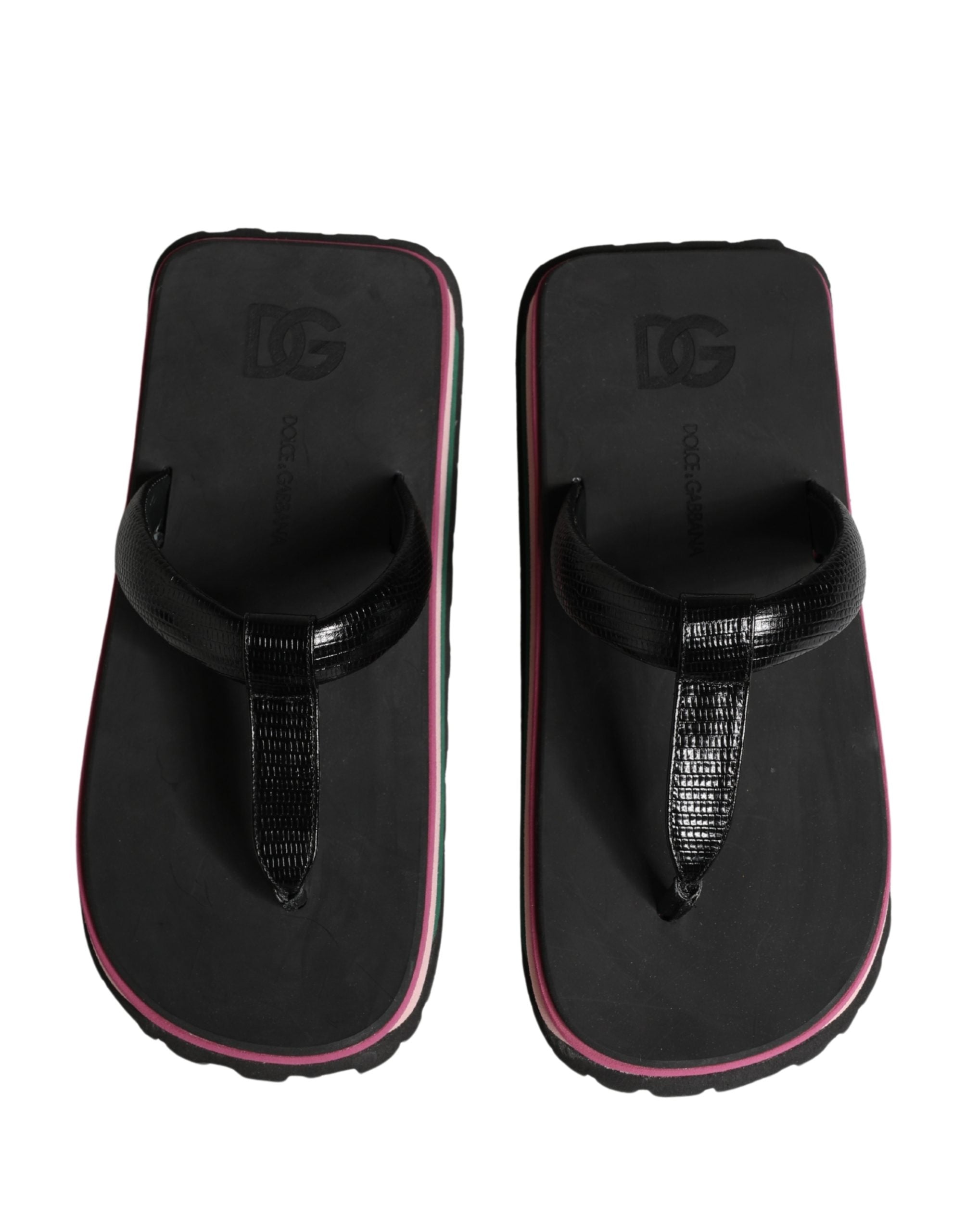 Elevate your summer style with Dolce & Gabbana's multicolor rubber chunky flip flop shoes, where exquisite craftsmanship meets vibrant elegance for the discerning individual.