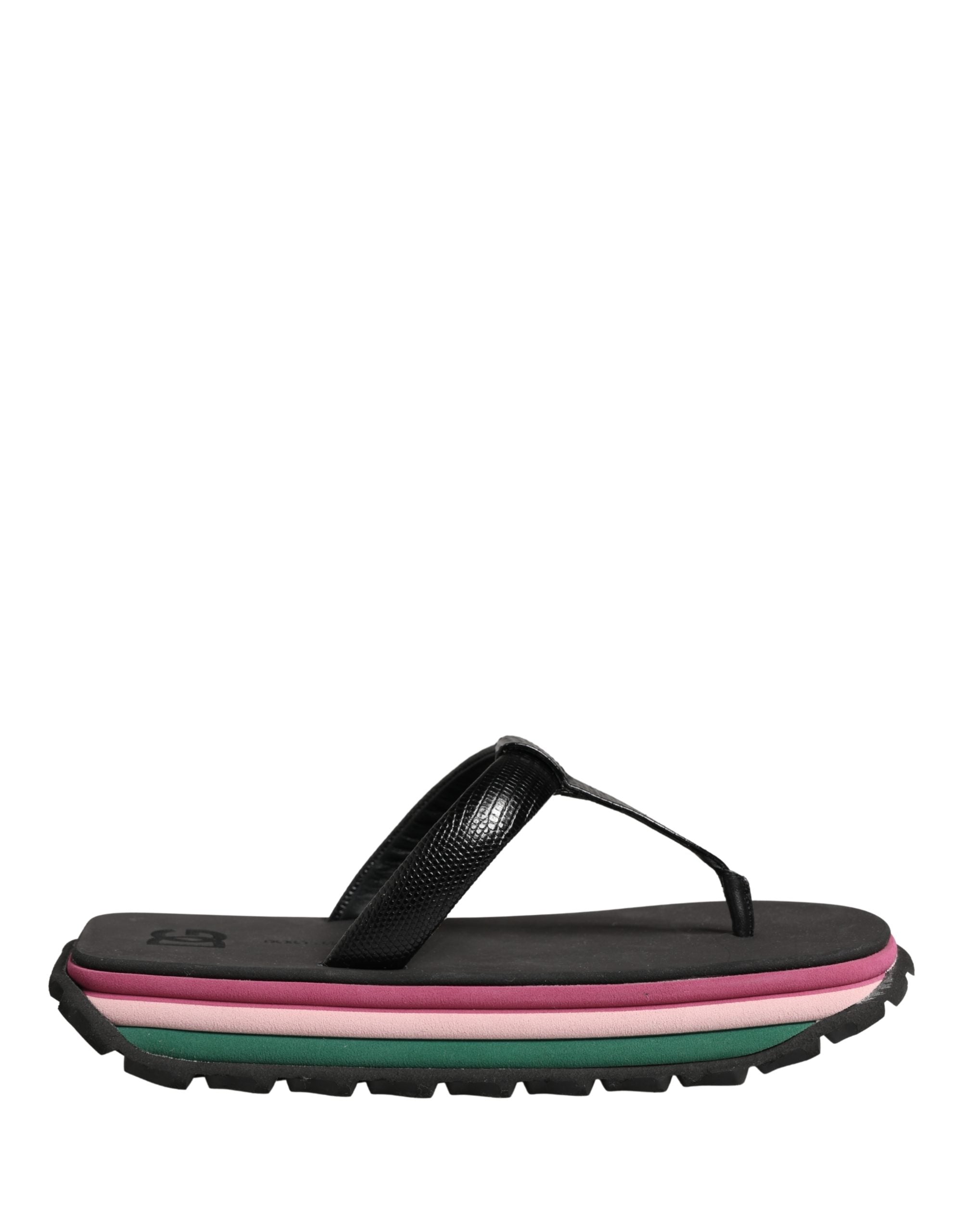 Indulge in the exquisite Dolce & Gabbana Multicolor Rubber Chunky Flip Flop Shoes, where luxurious craftsmanship meets vibrant elegance for the discerning individual.