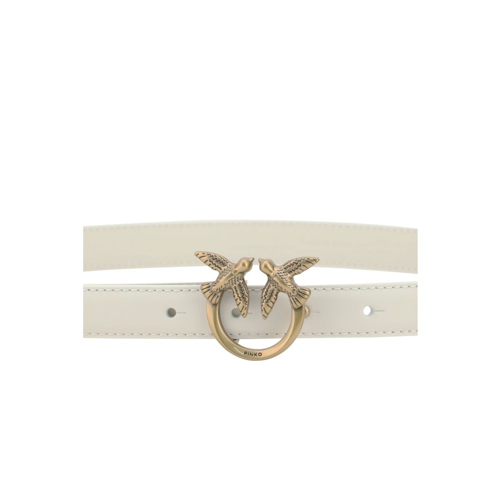 Discover the PINKO White Calf Leather Bos Taurus Regular Belt, a symbol of timeless elegance and luxury, crafted from premium materials for the discerning individual.