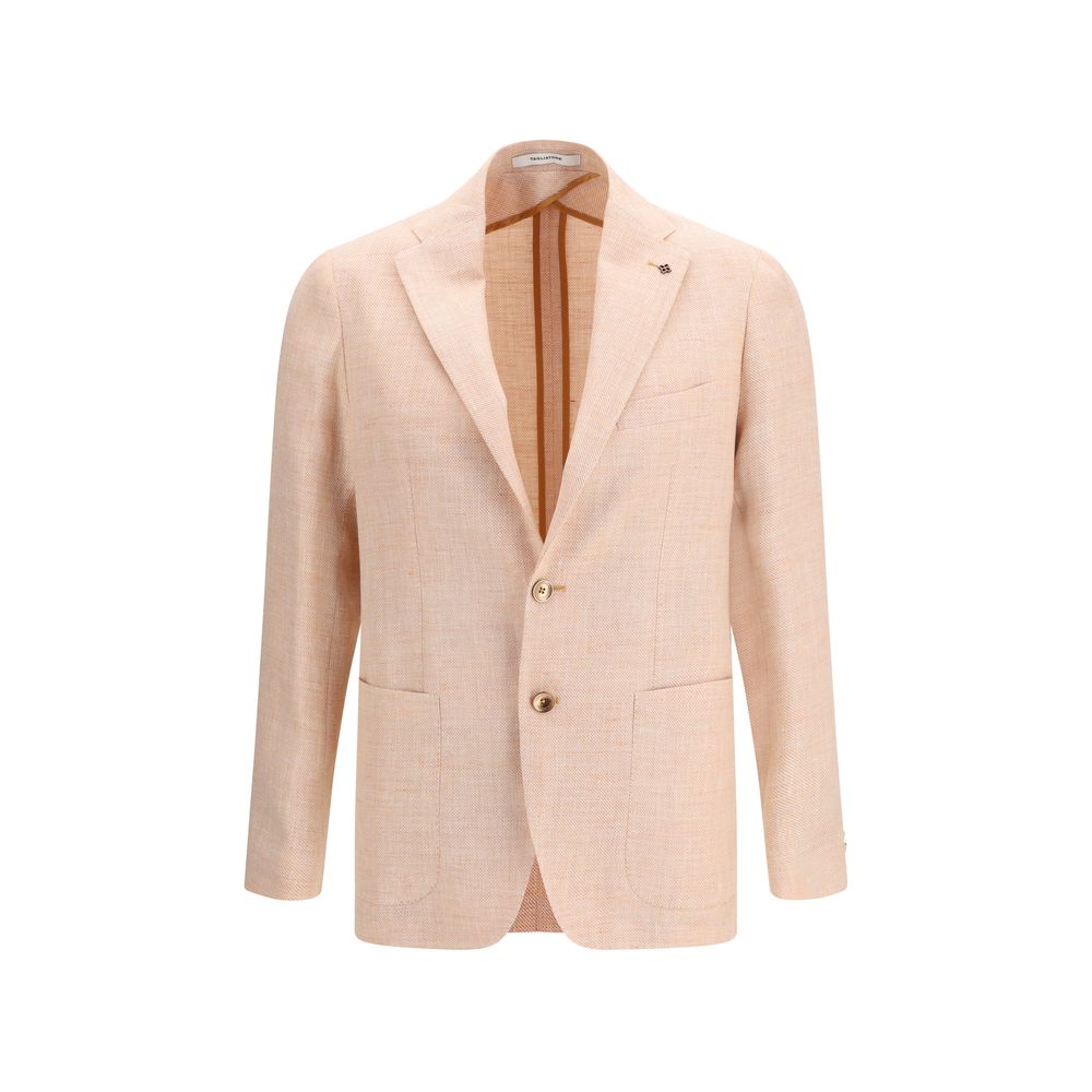 Discover the Tagliatore Orange Fleece Wool Blazer, a blend of fleece wool and linen, epitomizing artisanal elegance for the discerning individual.