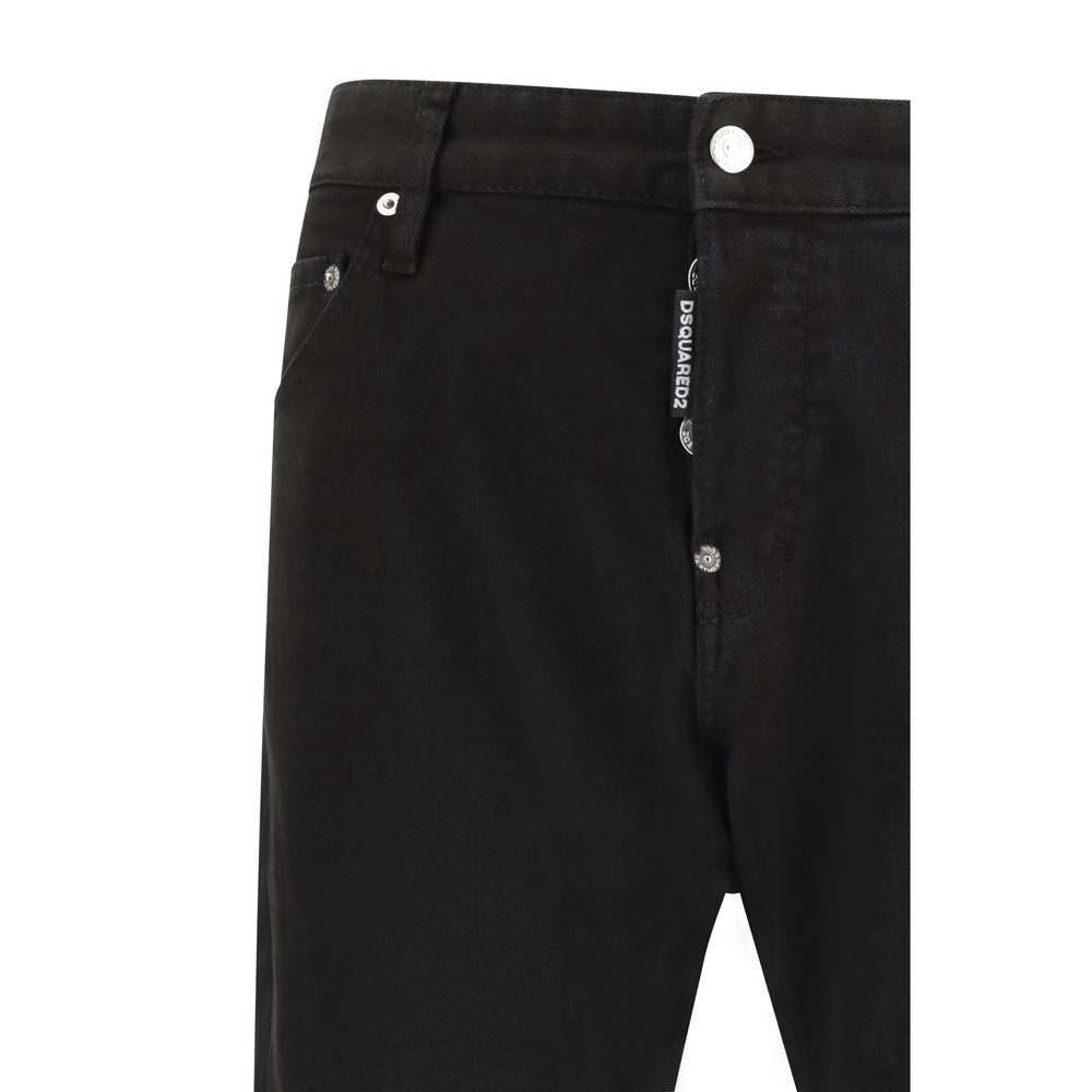 Dsquared² Black Cotton Slim Fit Jeans - Designer Denim Luxury