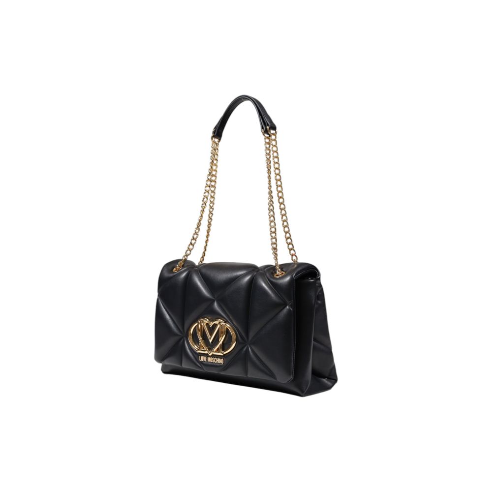 Elevate your style with the Love Moschino Black Polyethylene Handbag, a medium-sized luxury accessory crafted from high-quality polyurethane, embodying timeless elegance and versatility.