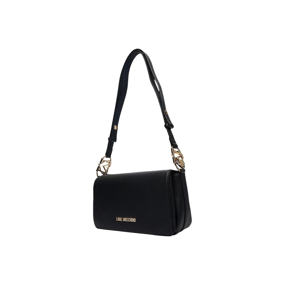 Indulge in the exquisite Love Moschino Black Polyethylene Handbag, a harmonious blend of soft durability and sophisticated design, perfect for elevating your everyday elegance.