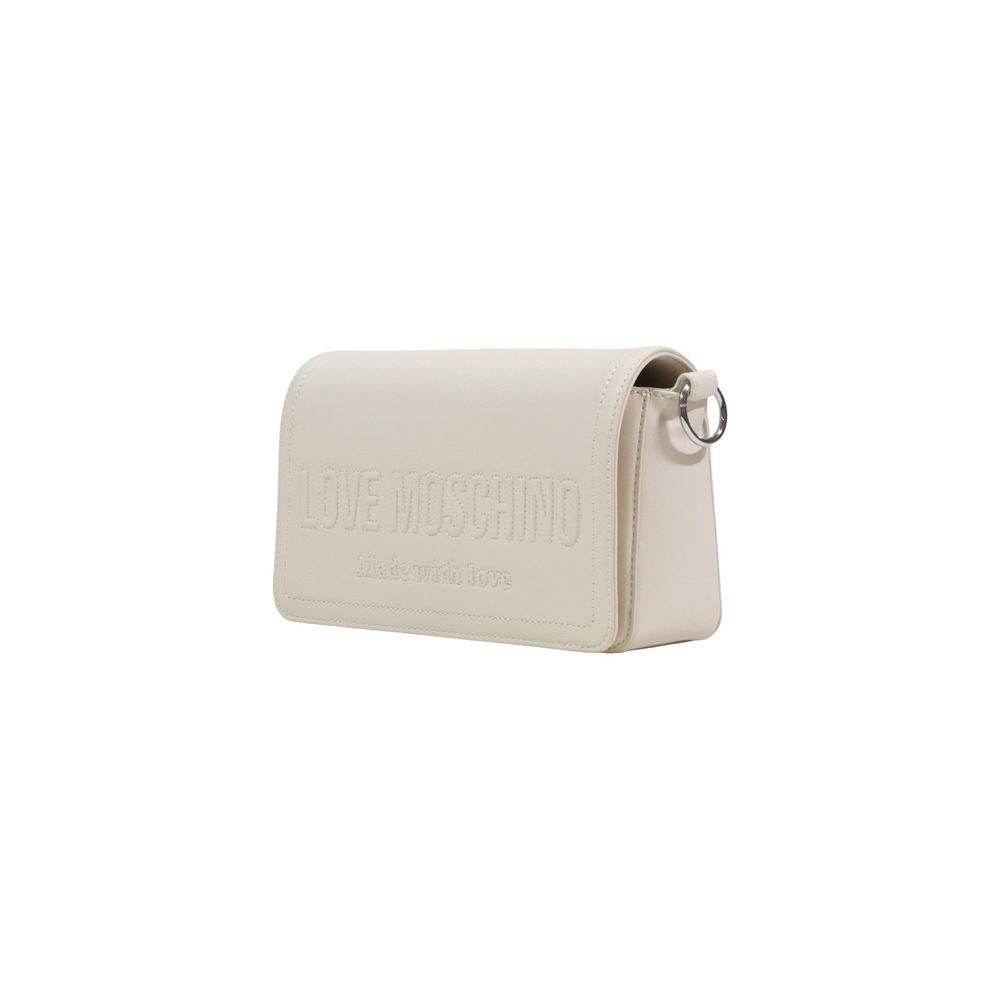 Elevate your style with the Love Moschino Beige Polyethylene Handbag, a masterpiece of sustainable luxury, embodying exquisite craftsmanship and timeless elegance.
