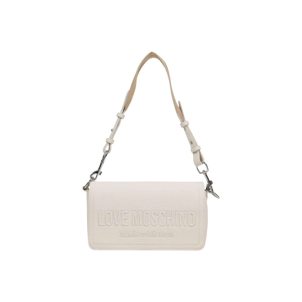 Indulge in the Love Moschino Beige Polyethylene Handbag, a testament to sustainable luxury and exquisite craftsmanship, perfect for elevating your style with timeless elegance.