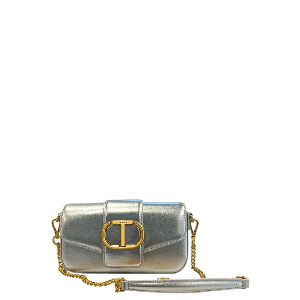 Twinset Silver PU Women Shoulder Bag