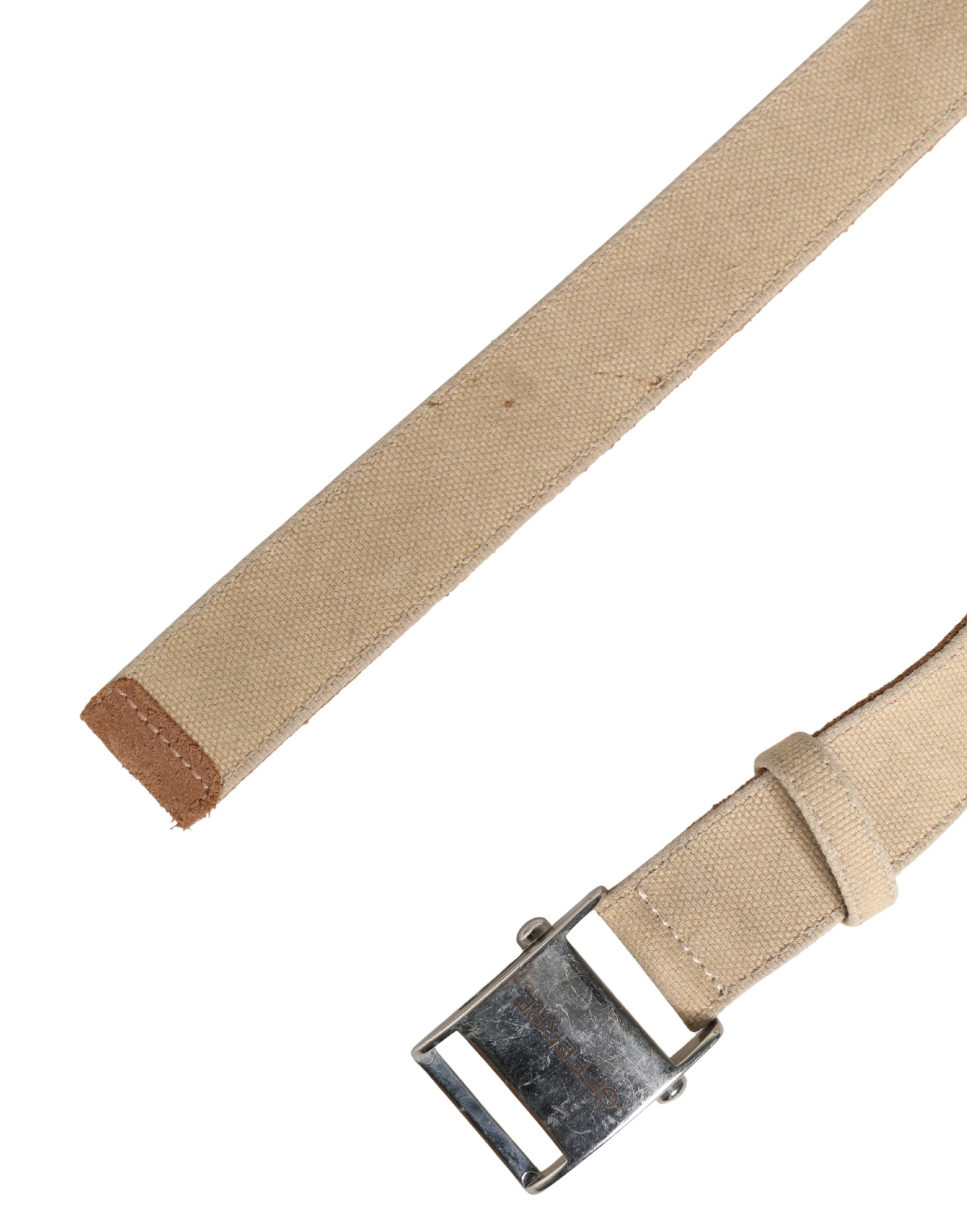 GF Ferre Beige Canvas Belt - Designer Artisanal Luxury Accessory