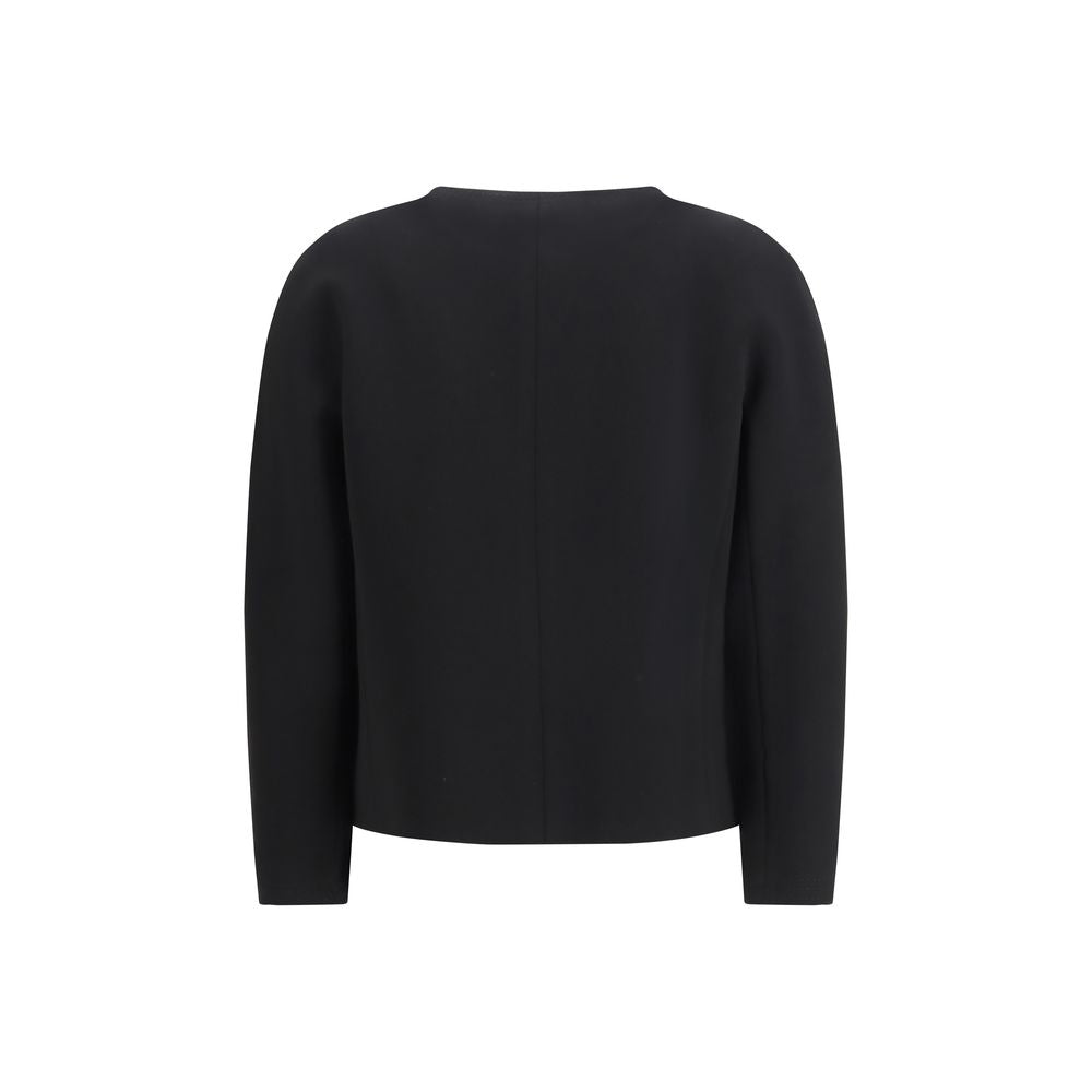Max Mara Black Triacetate Full-Length Jacket - Designer Couture