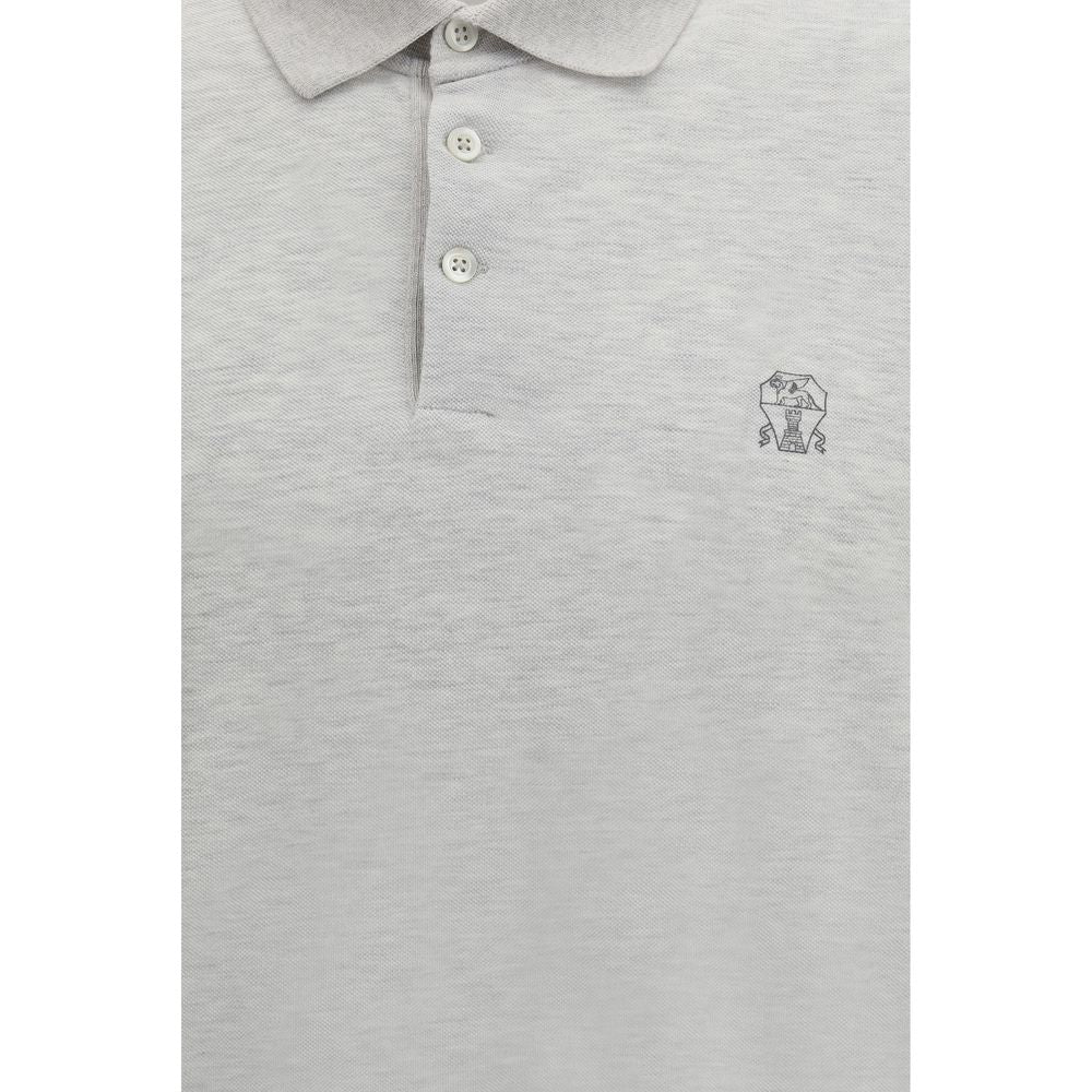 Elevate your wardrobe with the Brunello Cucinelli Gray Cotton Polo Shirt, a masterpiece of Italian craftsmanship, embodying timeless elegance and sophisticated allure.