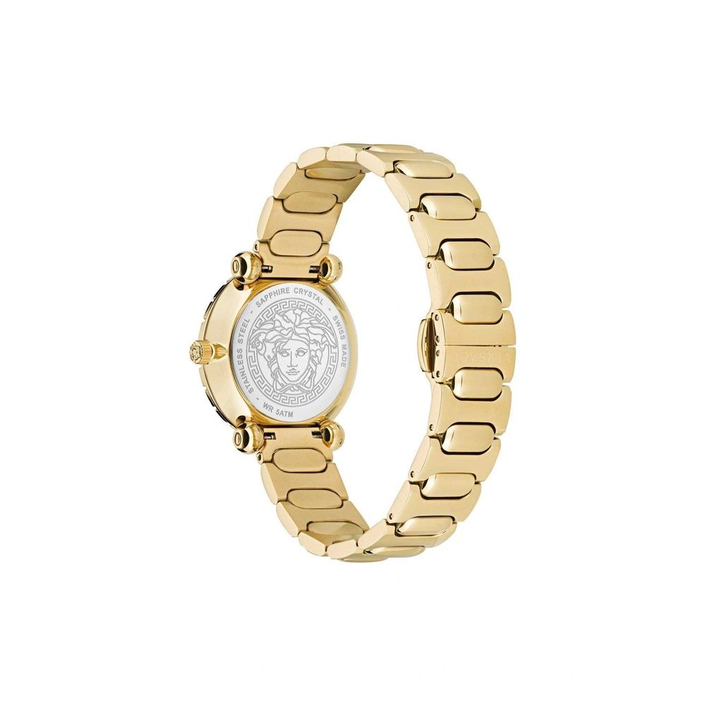 Discover the Versace Gold Stainless Steel Dress Watch, a masterpiece of exquisite craftsmanship and timeless elegance, perfect for those who embrace luxury and sophistication.