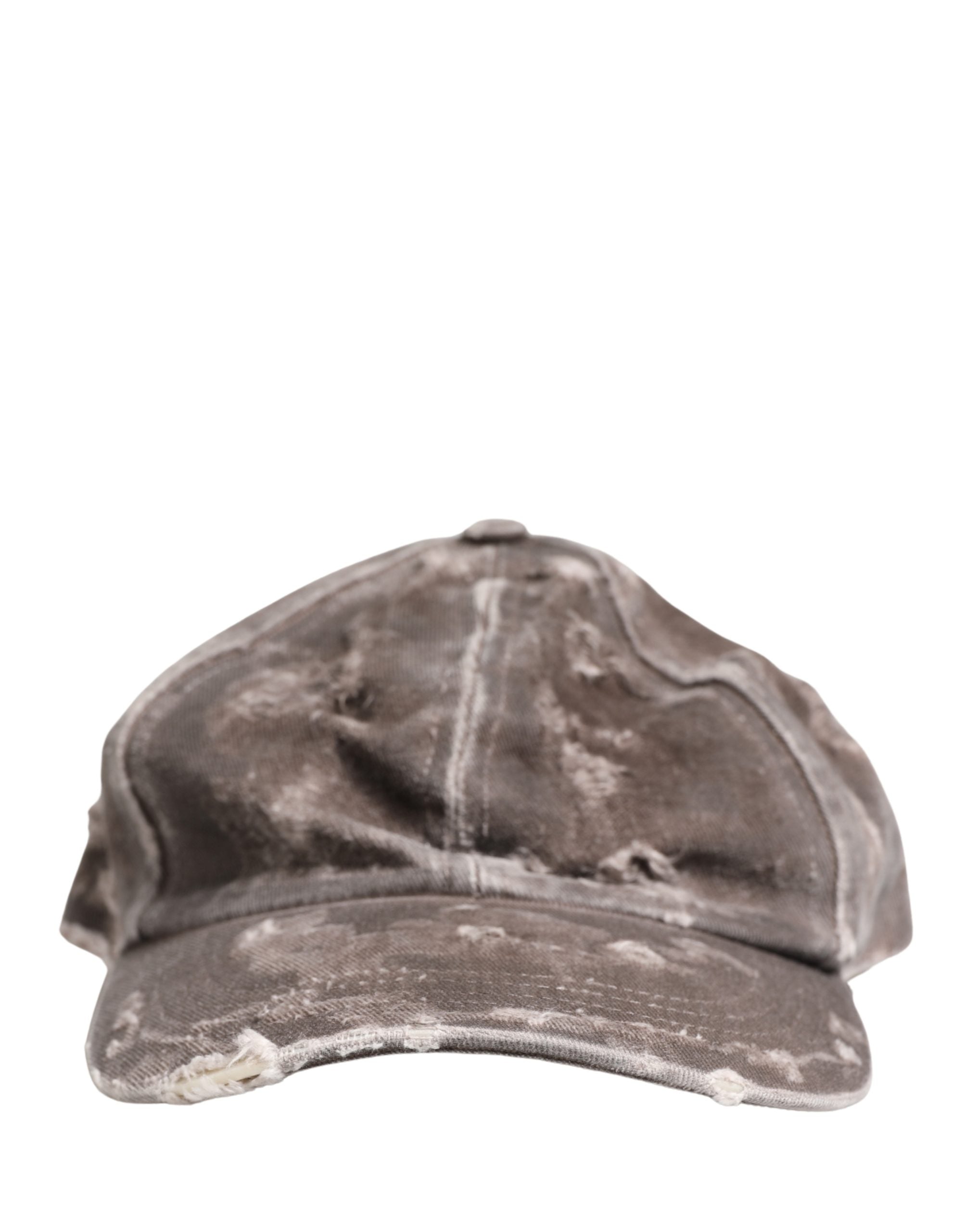 Dolce & Gabbana Brown Cotton Distressed Baseball Cap - Luxury Elegance