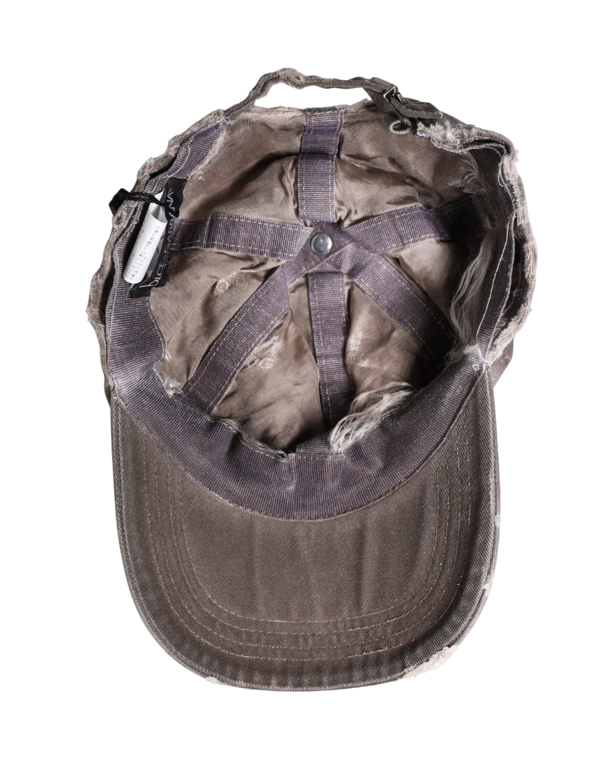 Dolce & Gabbana Brown Cotton Distressed Baseball Cap - Luxury