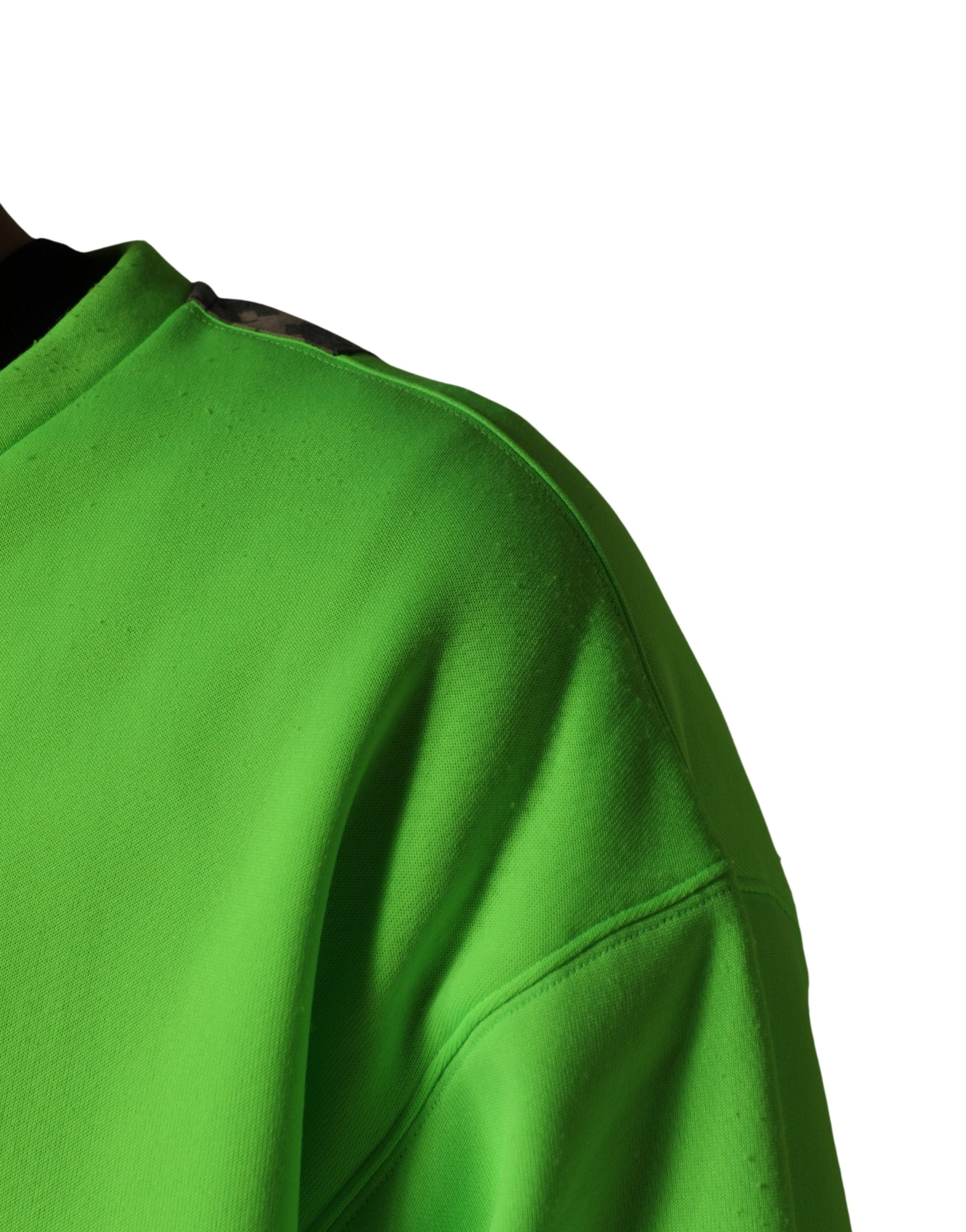 Dolce & Gabbana Green Patchwork Heart Men Sweatshirt Sweater