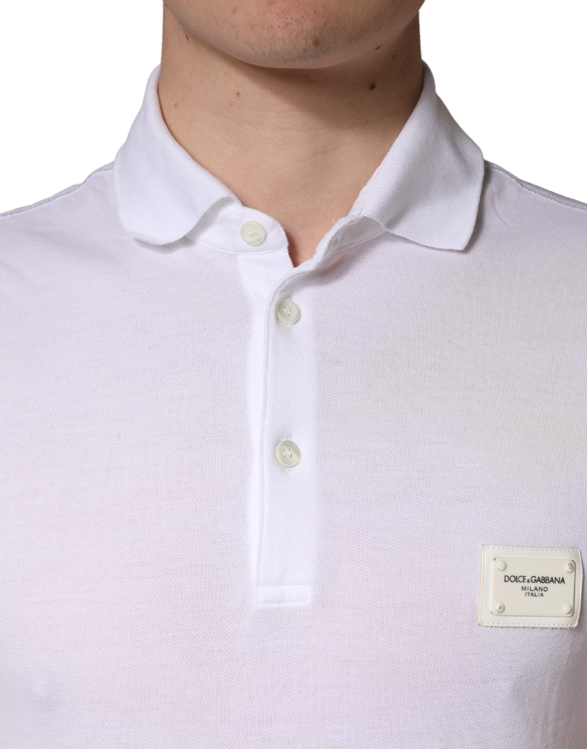 Dolce & Gabbana White Collared Short Sleeves Men Polo T-shirt
