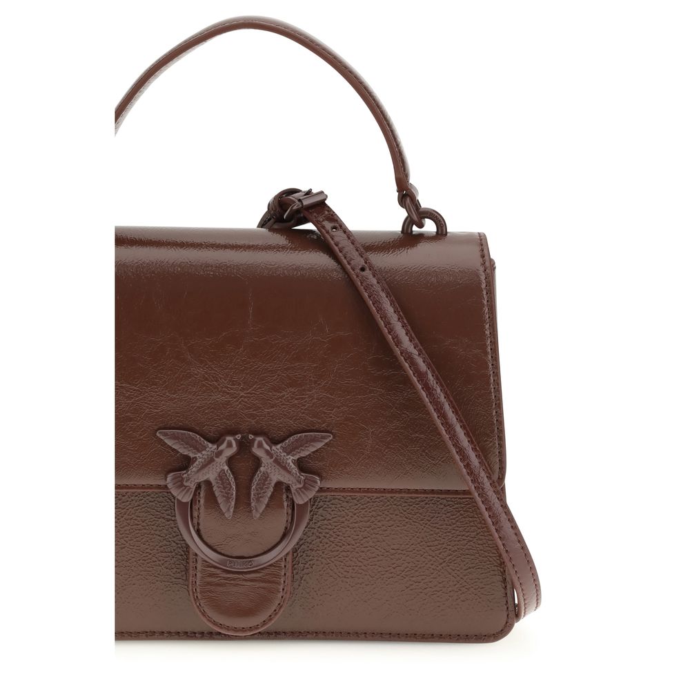 PINKO Brown Calf Leather Bos Taurus Shoulder Bag