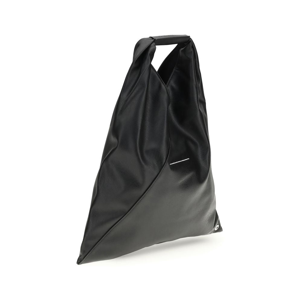 Elevate your style with the MM6 Black Polyethylene Handbag, a masterpiece of minimalist elegance crafted from premium faux leather, perfect for the discerning individual.