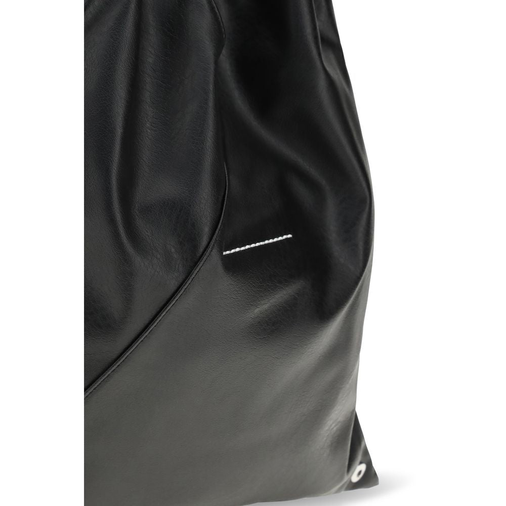 Discover the MM6 Black Polyethylene Handbag, a masterpiece of minimalist elegance crafted from high-quality faux leather, perfect for the discerning individual.
