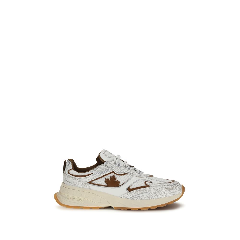 Dsquared² White Calf Leather Athletic Sneakers - Artisanal Luxury