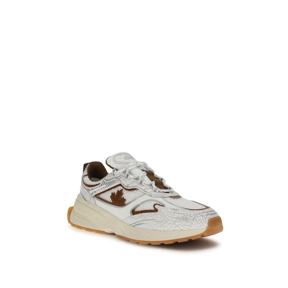 Dsquared² White Calf Leather Bos Taurus Sneakers - Artisanal Luxury