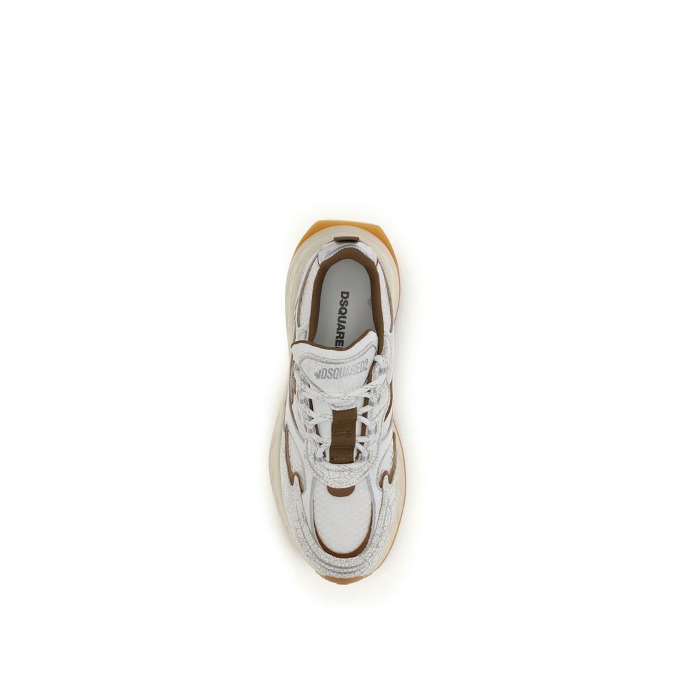 Dsquared² White Calf Leather Athletic Sneakers - Artisanal Luxury
