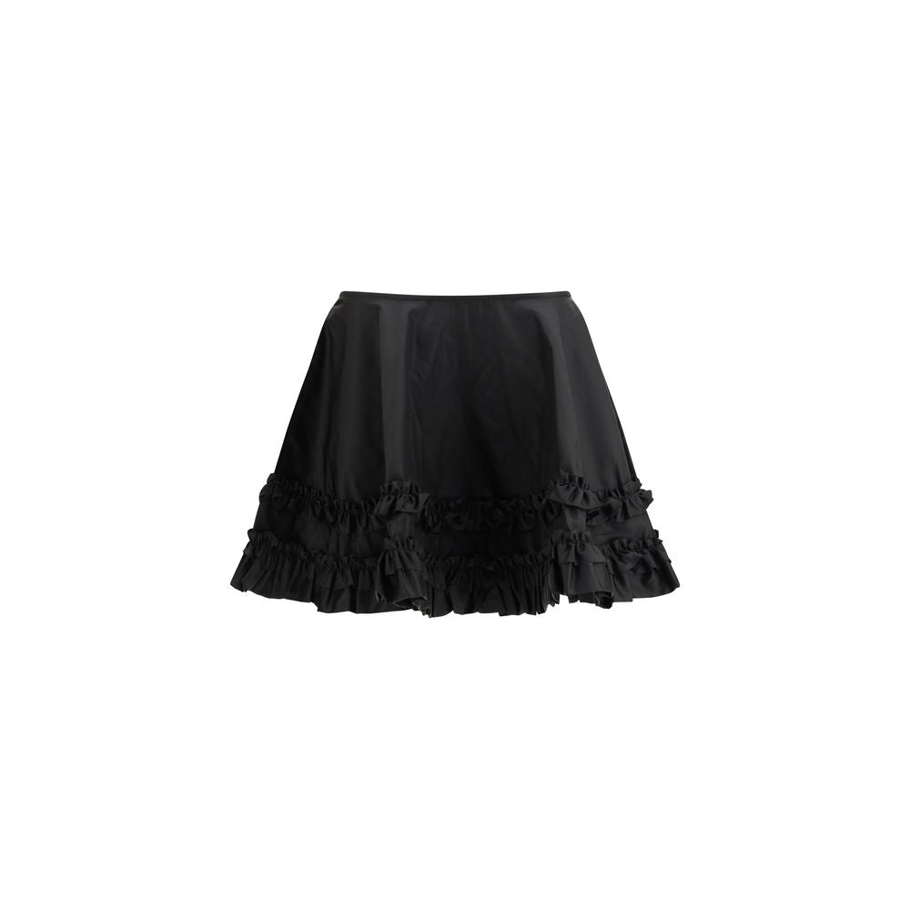 Ganni Black Mini Skirt - Flared Elegance in Recycled Nylon
