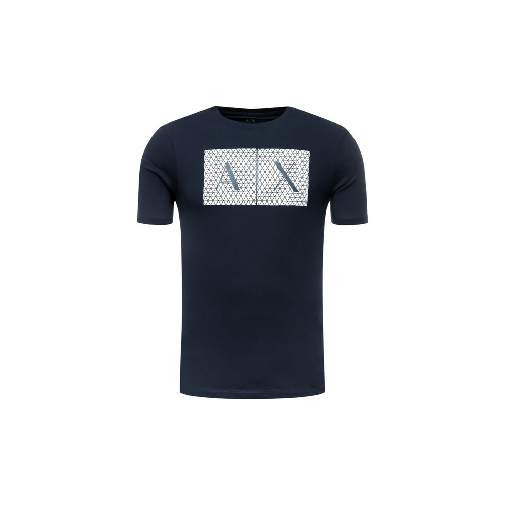 Elevate your wardrobe with the Armani Exchange Blue Cotton T-Shirt, a luxurious blend of comfort and style, perfect for the discerning individual.