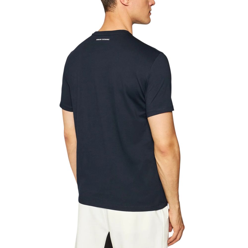 Elevate your style with the Armani Exchange Blue Cotton T-Shirt, crafted from luxurious 100% cotton for unparalleled comfort and modern sophistication.