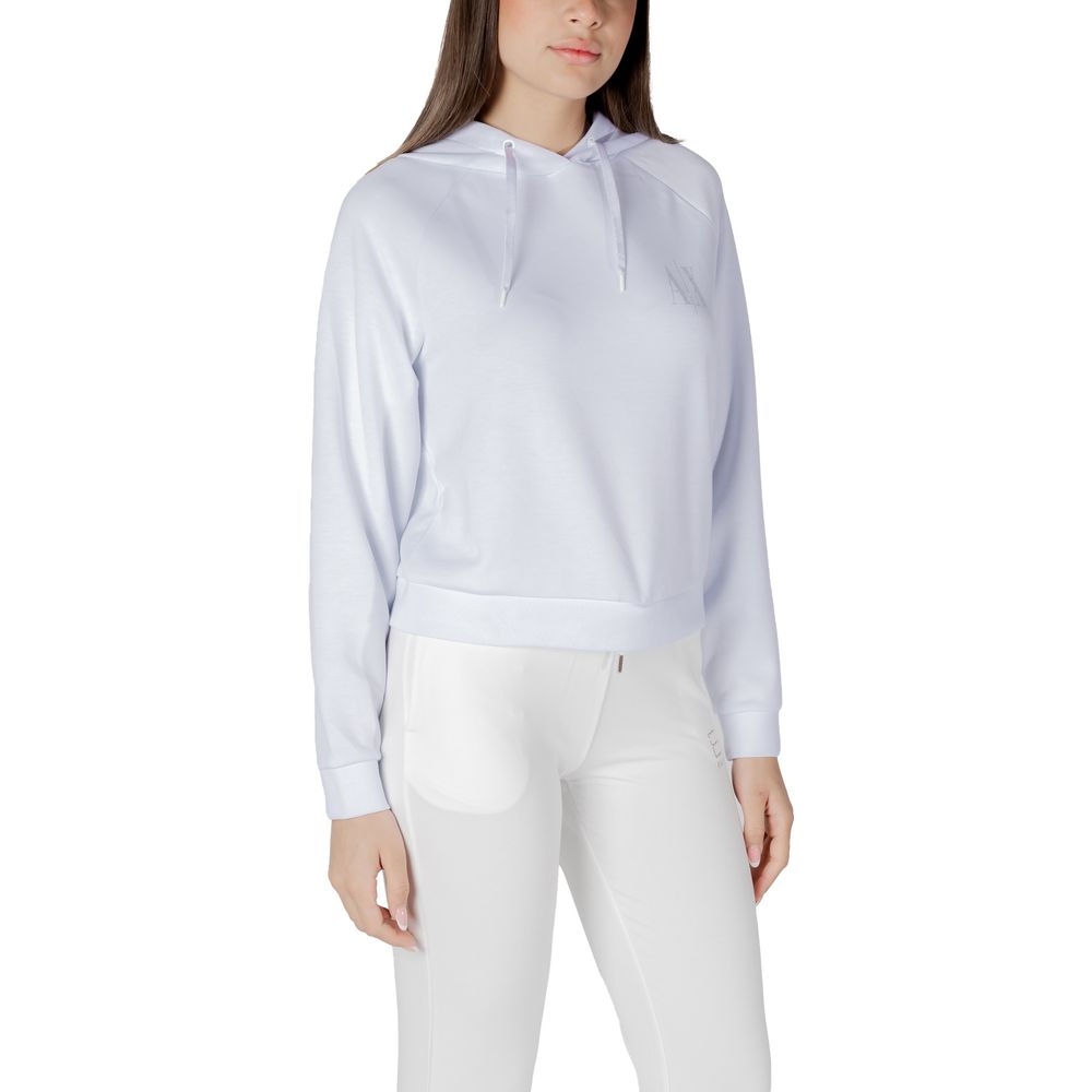 Indulge in the Armani Exchange White Viscose Hoodie, where luxurious comfort meets modern elegance, crafted for those who embody sophistication and style.