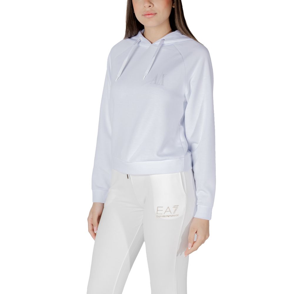 Indulge in the Armani Exchange White Viscose Hoodie, where luxurious materials meet modern design, perfect for elevating your autumn and winter wardrobe with effortless elegance.