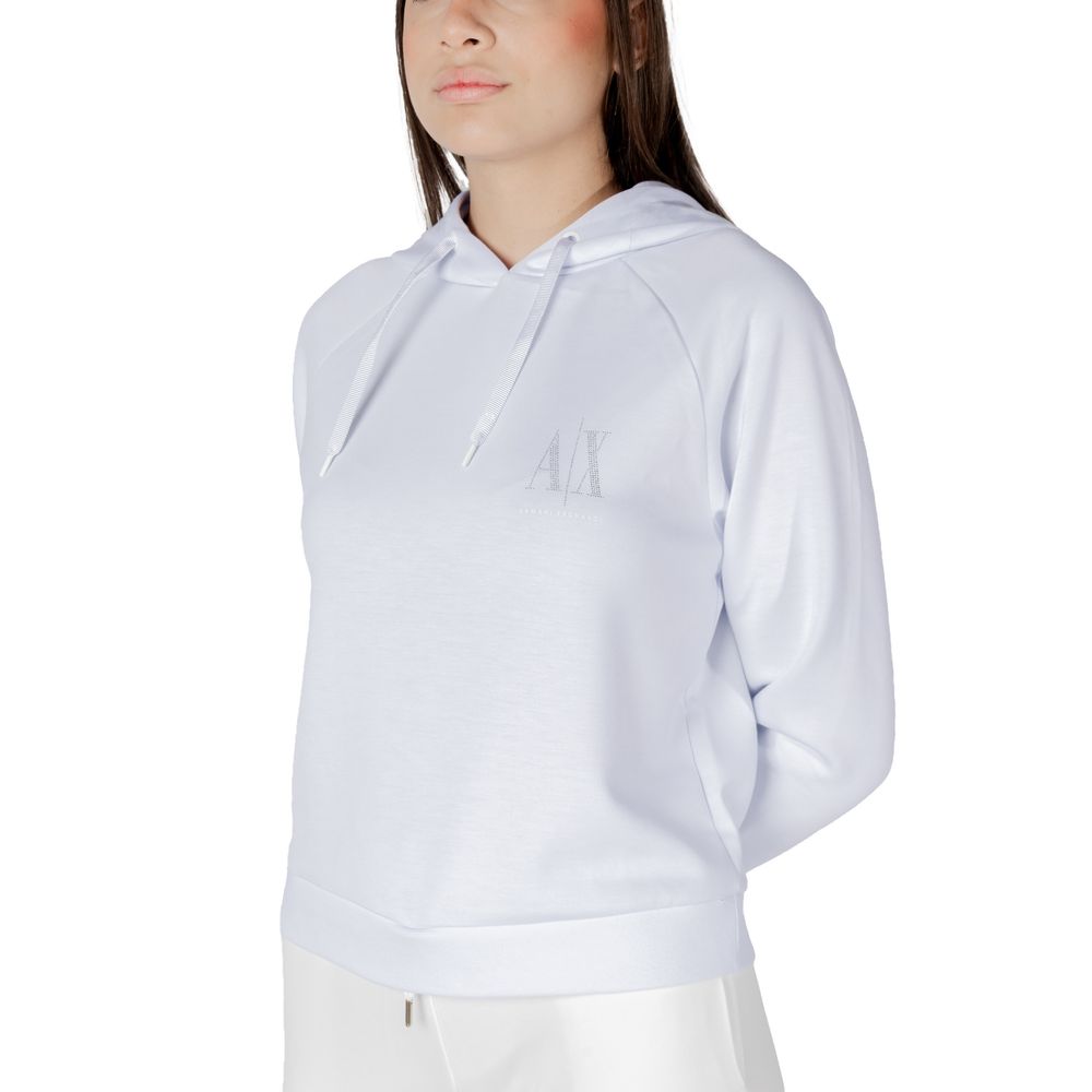 Elevate your style with the Armani Exchange White Viscose Hoodie, a luxurious blend of comfort and sophistication, perfect for any occasion this season.