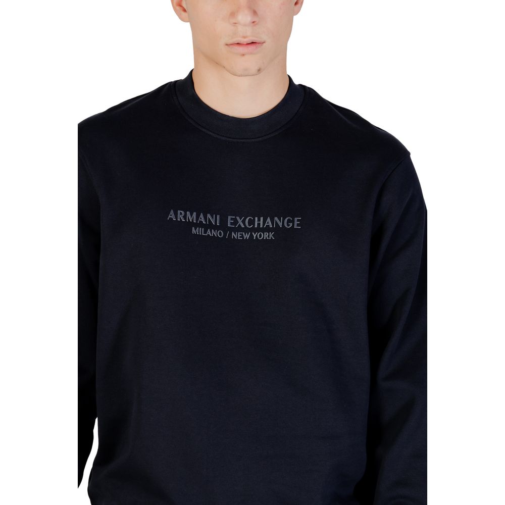 Indulge in the exquisite Armani Exchange Blue Cotton Sweatshirt, crafted from premium cotton for unparalleled comfort and effortless elegance in every moment.