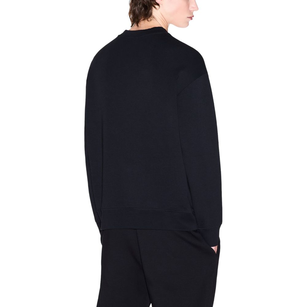 Elevate your wardrobe with the Armani Exchange Black Cotton Sweatshirt from the FW25 collection, a luxurious blend of comfort and sophistication for the discerning individual.