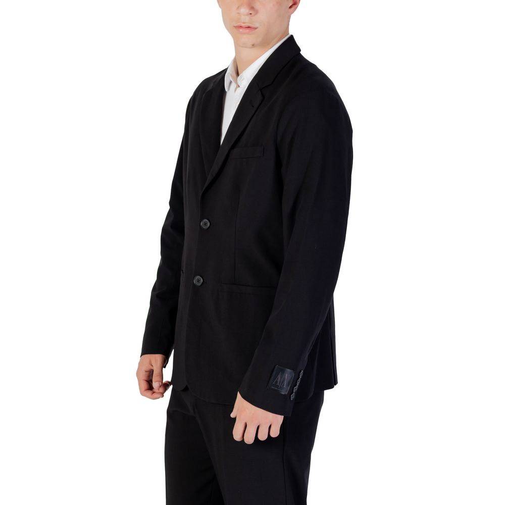 Experience the timeless elegance of the Armani Exchange Black Lyocell Blazer, crafted from a luxurious blend of premium fabrics, perfect for any sophisticated occasion.