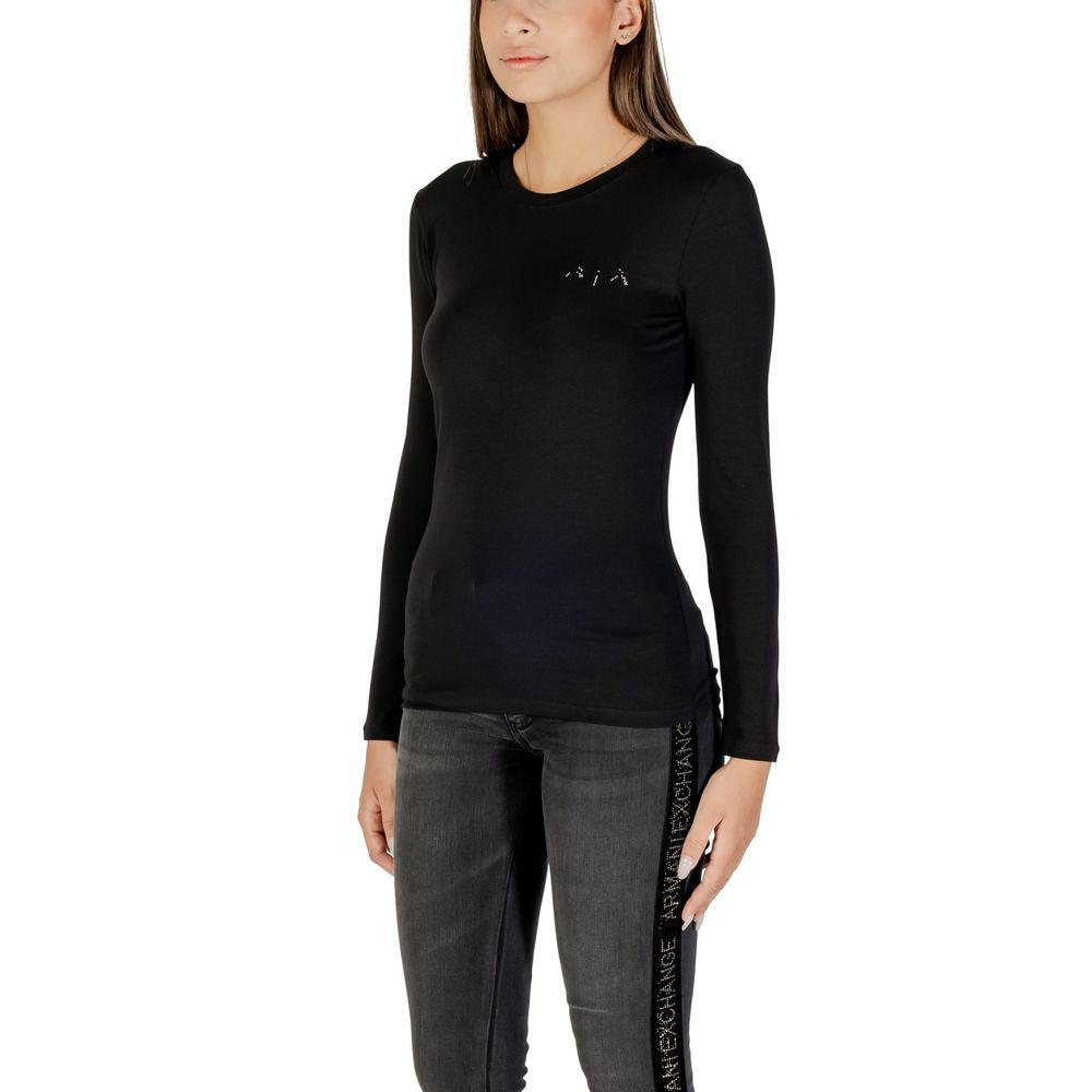 Elevate your wardrobe with the Armani Exchange Black Cotton T-Shirt, a luxurious blend of cotton and elastane, embodying refined craftsmanship and timeless sophistication.