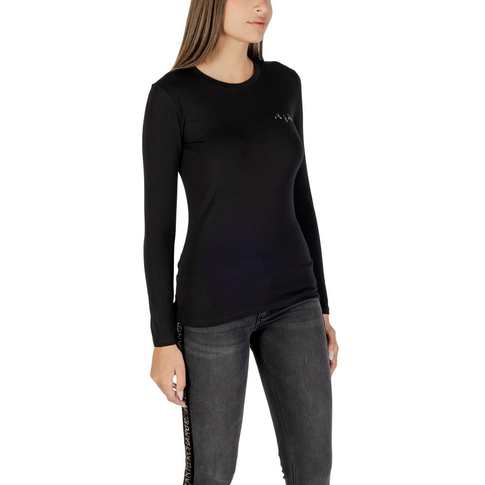 Elevate your wardrobe with the Armani Exchange Black Cotton T-Shirt, a luxurious blend of 95% cotton and 5% elastane, embodying timeless sophistication and effortless style.