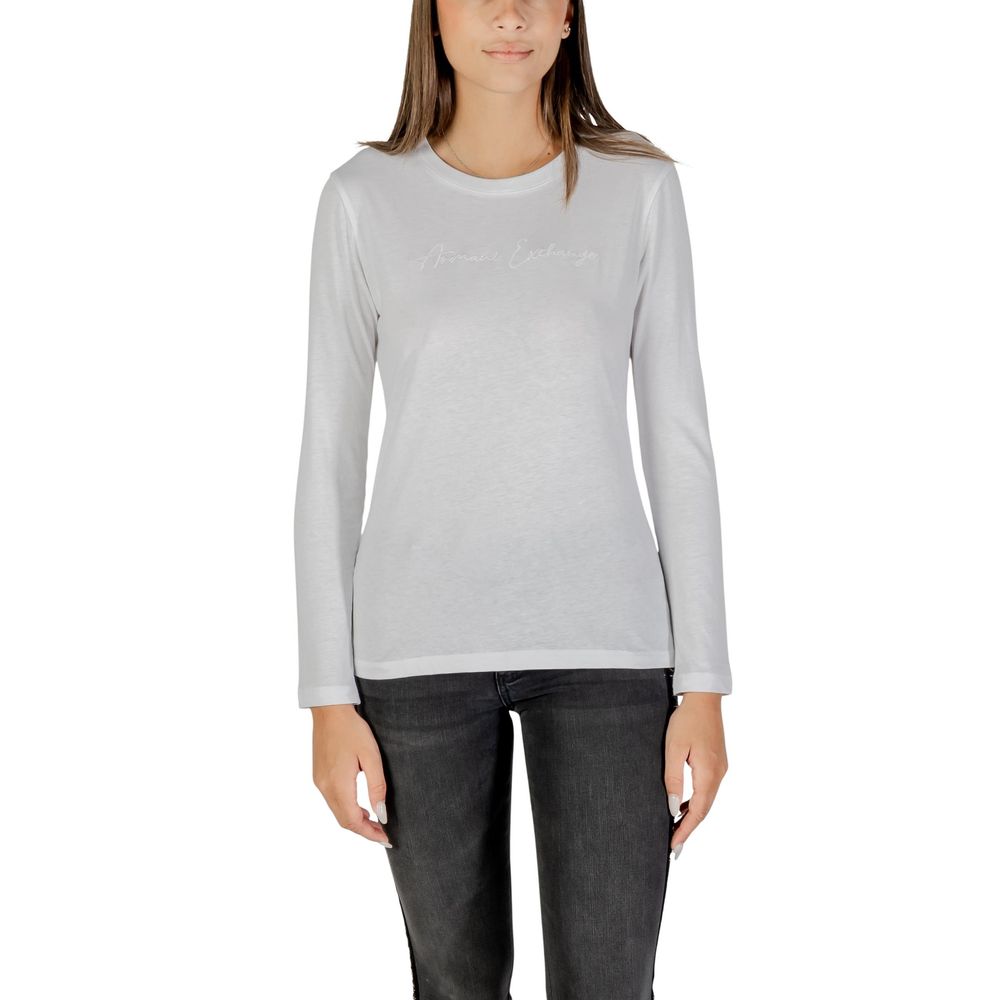 Elevate your wardrobe with the Armani Exchange White Cotton Long Sleeve T-Shirt, a luxurious blend of comfort and sophistication, perfect for any occasion.